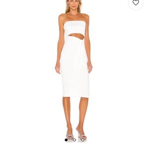 REVOLVE Strapless White Cutout Midi Dress